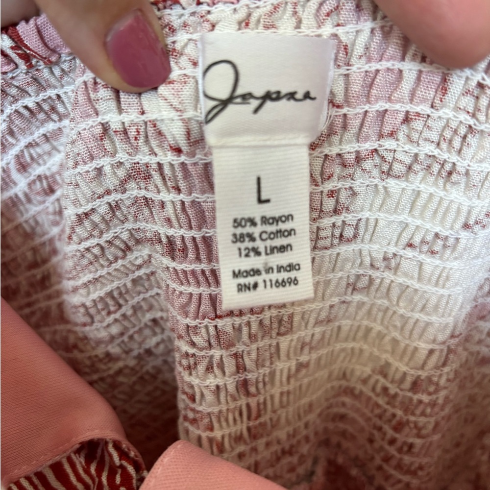 Japna Tropical Print Wide Leg Jumpsuit Linen Cotton Rayon Size Large - Picture 7 of 10